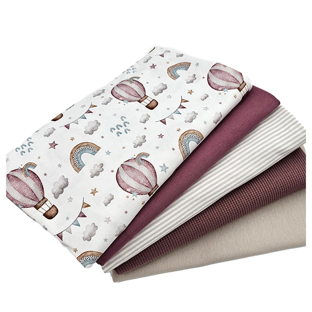 Stoffbox Jersey Regenbogen und Heißluftballon mit Bündchen