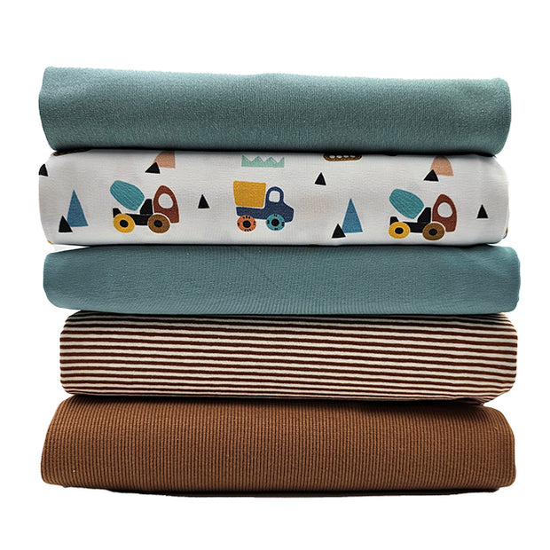 Stoffbox Jersey Fahrzeuge und Rippersey mit Bündchen Bio