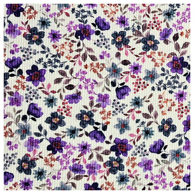 Rippjersey Digital Blumen lila