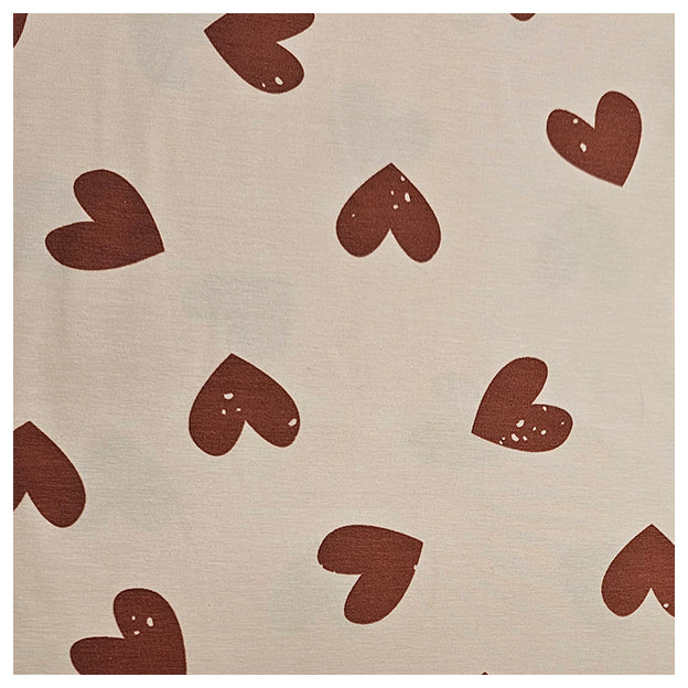 Jersey Stoffpaket Blumen und Herzen mit Bündchen