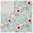 Jersey Vögel und Blumen in mint