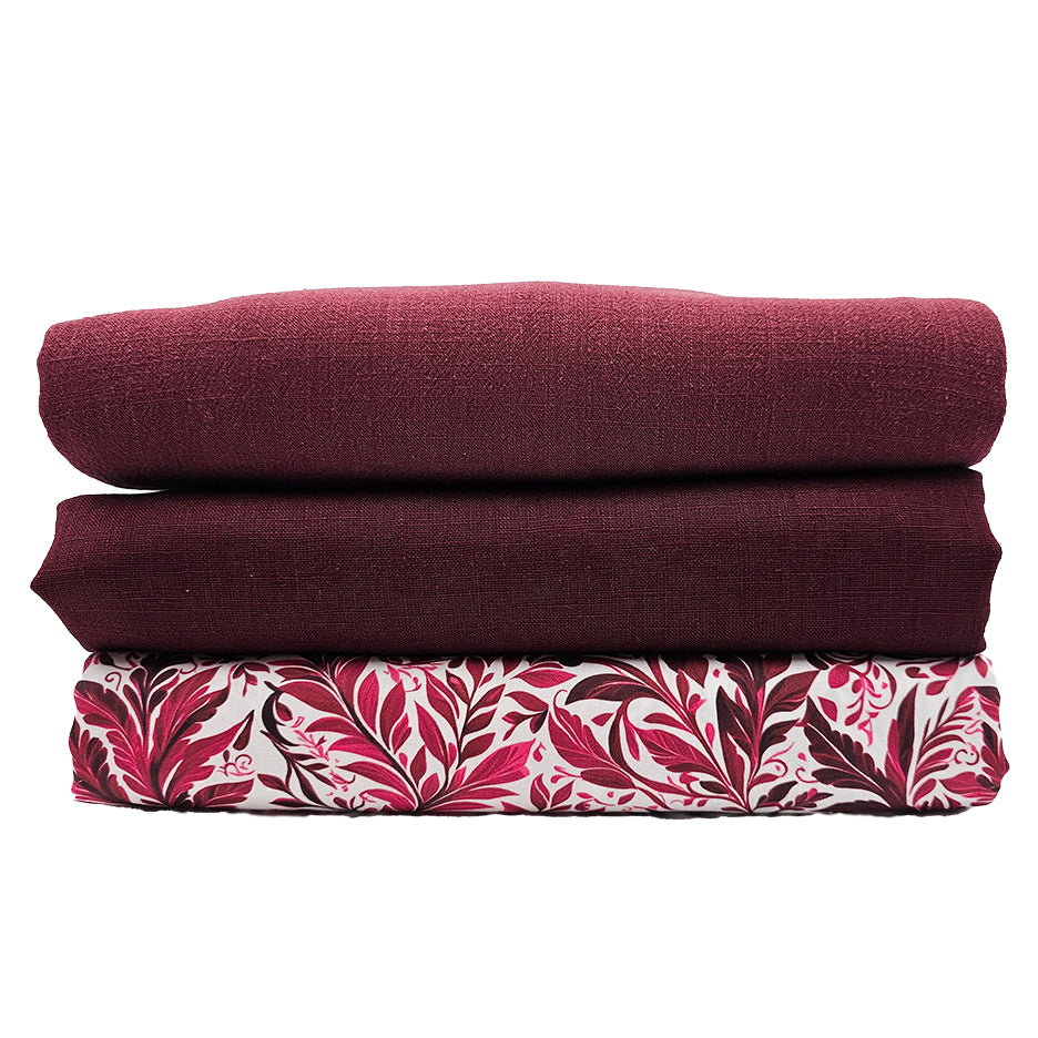 Trachten Stoffpaket bordeaux und weinrot mit Schürze