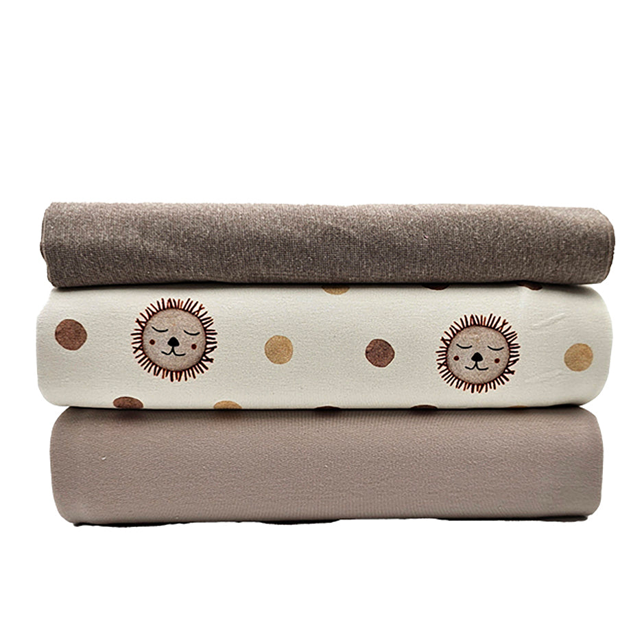 French Terry Stoffpaket Löwe und beige mit Bündchen