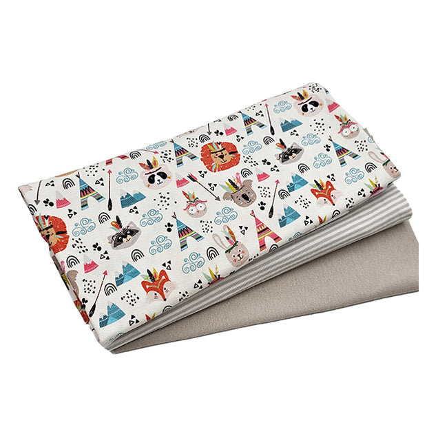 Jersey Stoffpaket Tiere und Streifen mit Bündchen