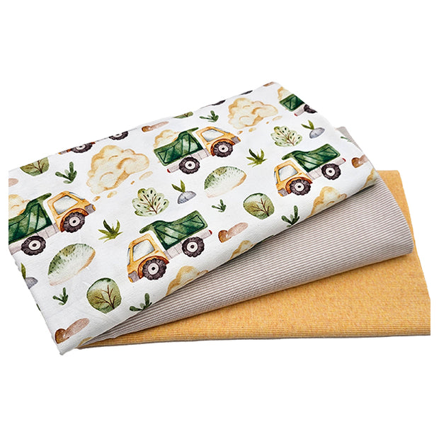 Jersey Stoffpaket Baustelle und Streifen schmal mit Bündchen Bio