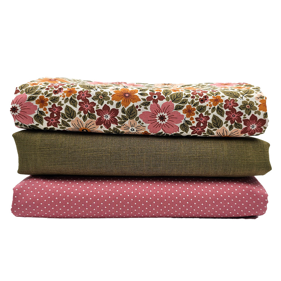 Trachten Stoffpaket in schilfgrün und blush mit Blumen Schürze