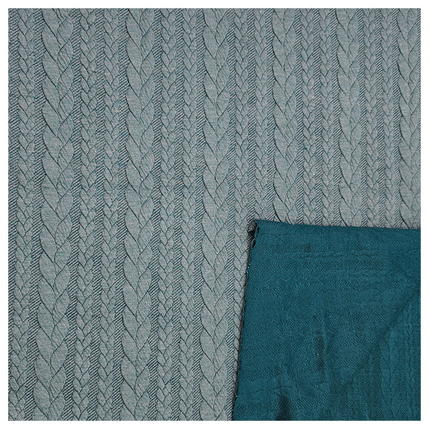 Zopf Jacquard/ Jersey petrolgrün