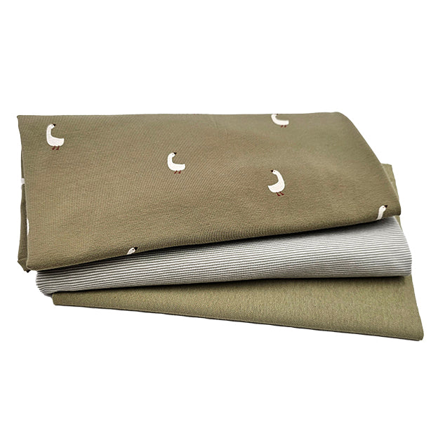 Jersey Stoffpaket Schwäne und Streifen mit Bündchen