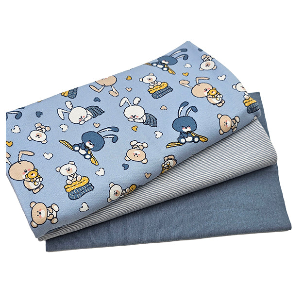 Jersey Stoffpaket Bären und Streifen mit Bündchen