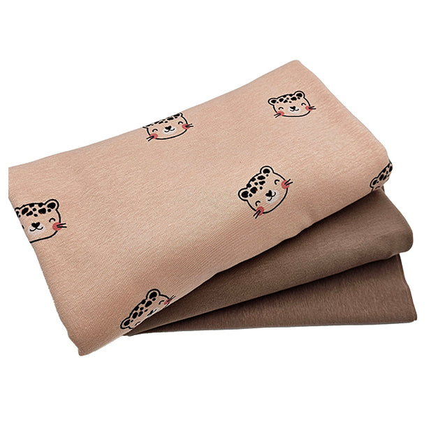 Stoffpaket Sweat Bären und uni Bio mit Bündchen Bio