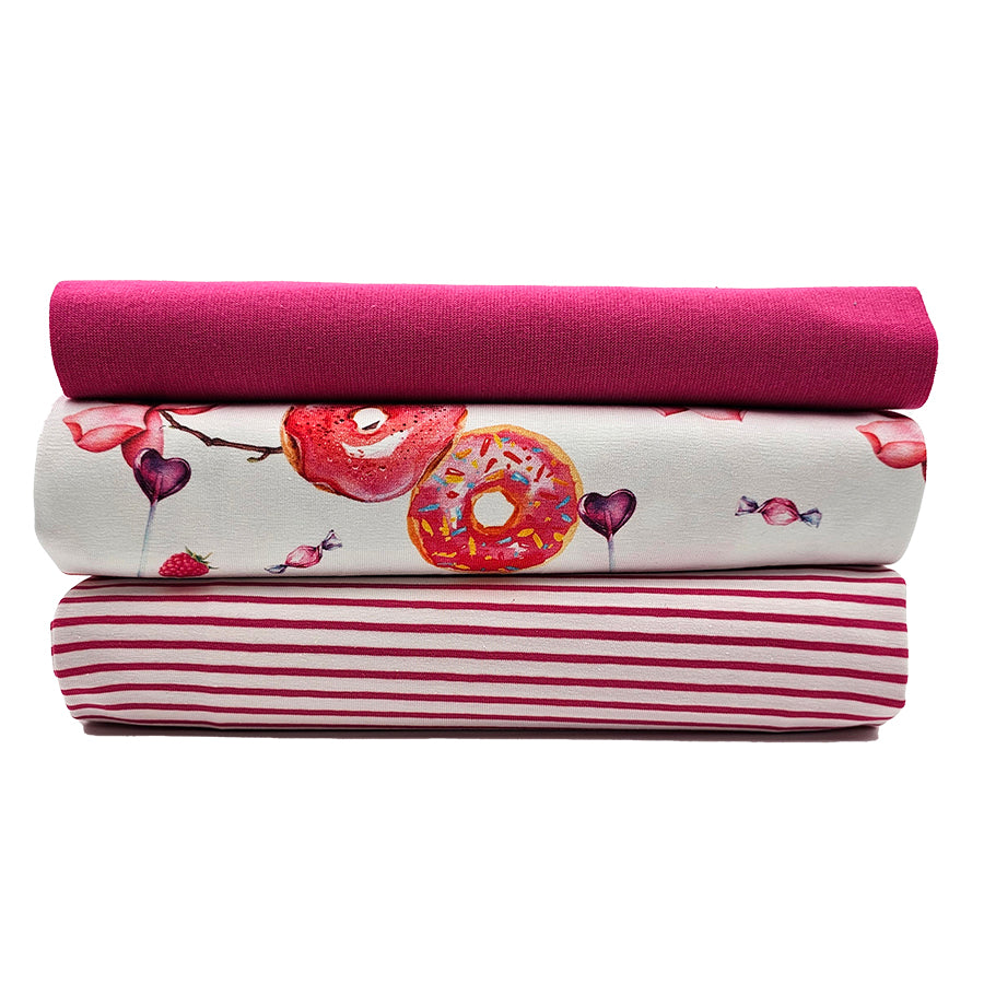 Jersey Stoffpaket Donut und Streifen mit Bündchen