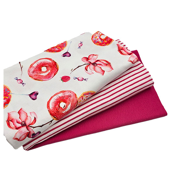 Jersey Stoffpaket Donut und Streifen mit Bündchen