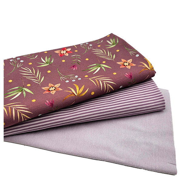 Jersey Stoffpaket Blumen Bio und streifen mit Bündchen