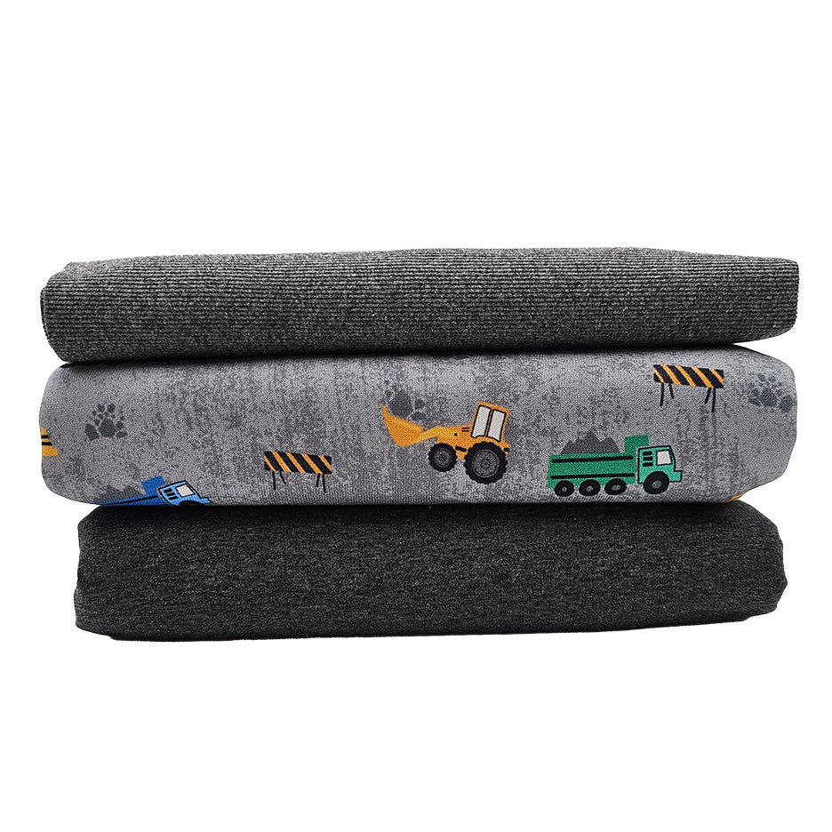 Stoffpaket Sweat Fahrzeuge und Sweat anthrazit  mit Bündchen