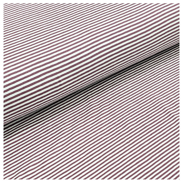 Jersey Streifen aubergine und weiß 2mm