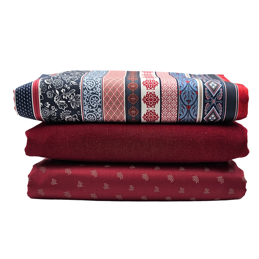 Trachten Stoffpaket in weinrot mit passender Schürze