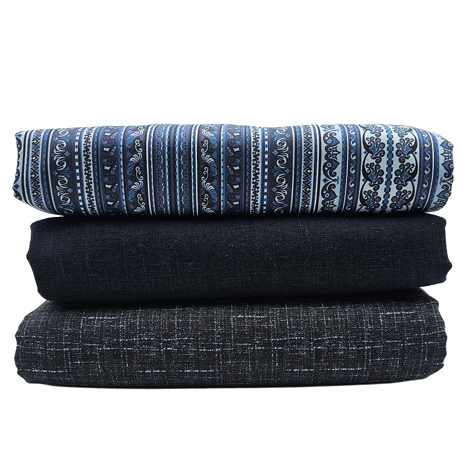 Trachten Stoffpaket dunkelblau mit Schürze in royal