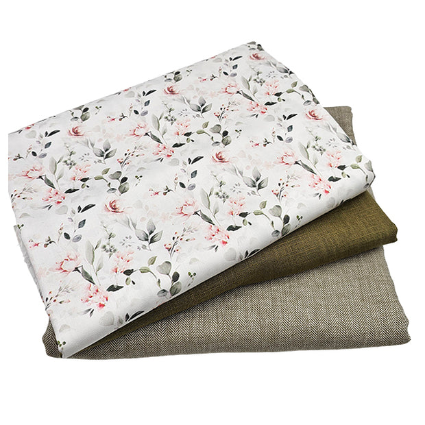 Trachten Stoffpaket in schilf mit Fischgrät und Blumen Schürze