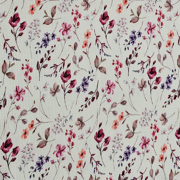 Rippjersey Blumen wollweiß
