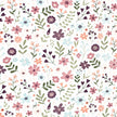 Jersey bunte Blumen wollweiß