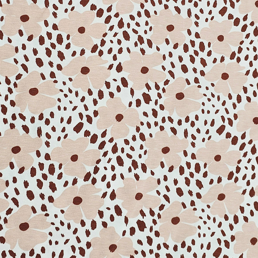 Jersey Stoffpaket Blumen und Herzen mit Bündchen