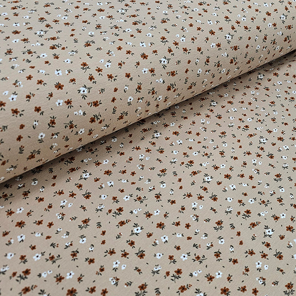 Jersey Blumen beige