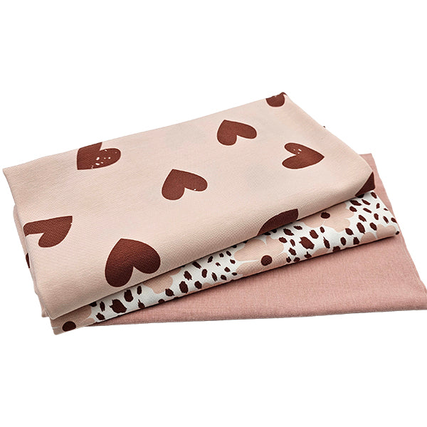 Jersey Stoffpaket Blumen und Herzen mit Bündchen