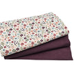 Jersey Stoffpaket bunte Blumen und uni aubergine mit Bündchen