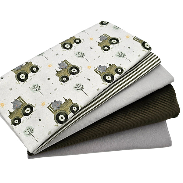 Stoffbox Jersey Traktoren und Feincord Jersey mit Bündchen