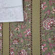 Baumwollsatin Siena Blumen mit Streifen grün