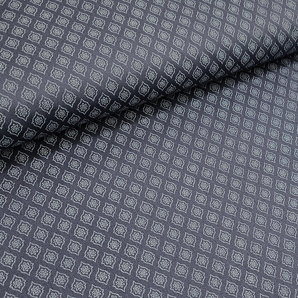 Baumwollsatin kleine Ornamente Halbdruck in pflaumenblau