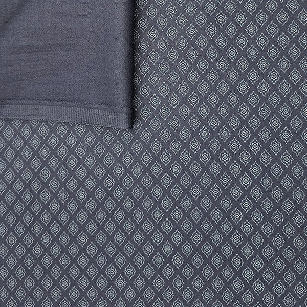 Baumwollsatin kleine Ornamente Halbdruck in pflaumenblau