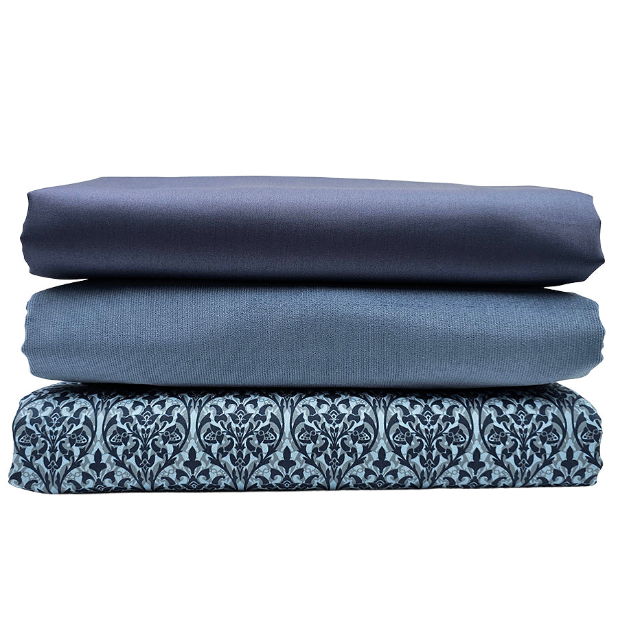 Trachten Stoffpaket Babycord hellblau und Ornamente mit Schürze