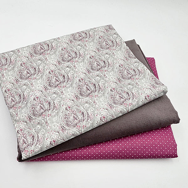 Trachten Stoffpaket grau und altrosa mit  Schürze