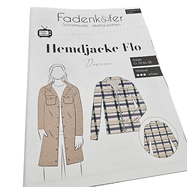 Papierschnittmuster Hemdjacke Damen Größe 32-58