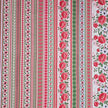 Baumwollsatin Siena Blumen und Streifen rot, sand und grün