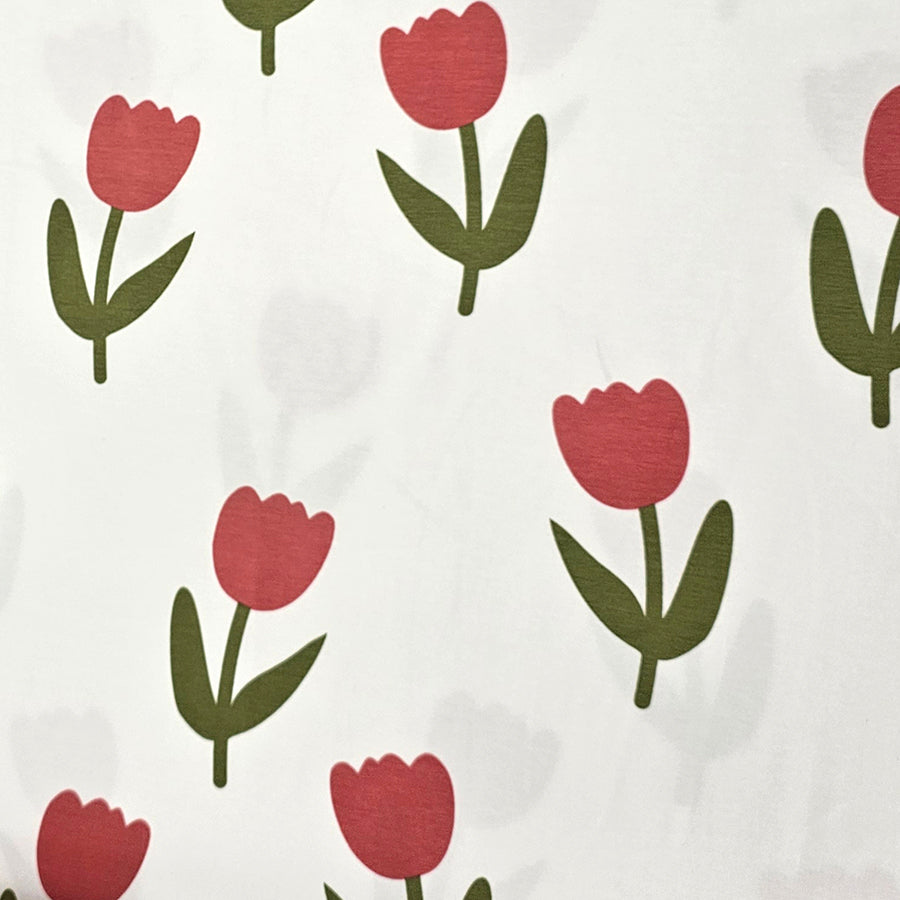 Jersey Stoffpaket Tulpen und uni rose mit Bündchen