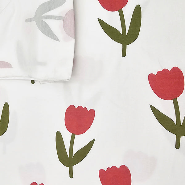 Jersey Tulpen rosa und wollweiß