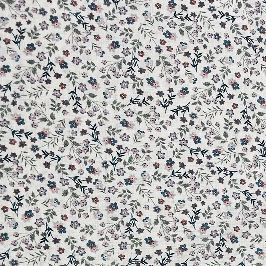 Baumwoll-Voile Digital Blumen grün und altrosa