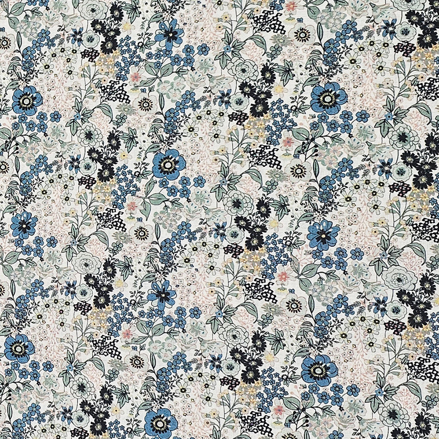 Baumwoll-Voile Digital Blumen grün, mint und blau