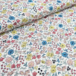Baumwoll-Voile Digital Blumen blau, gelb und rosa