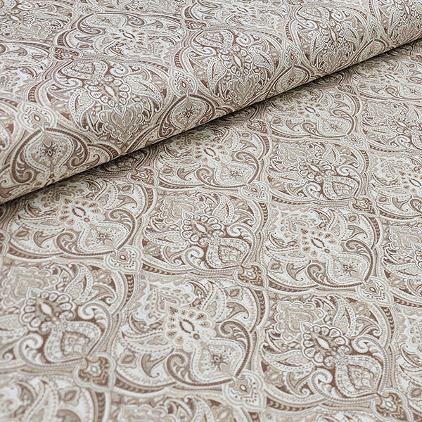 Baumwollsatin Siena Ornamente beige