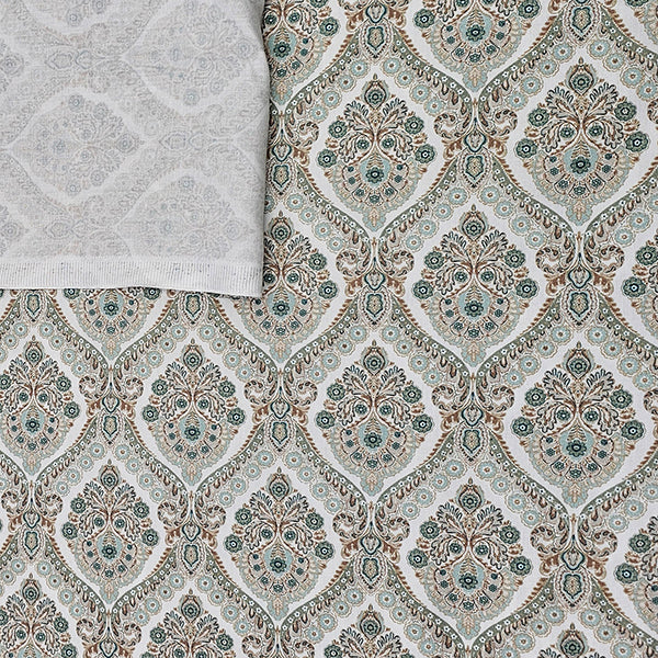 Baumwollsatin Siena Ornamente mint und beige