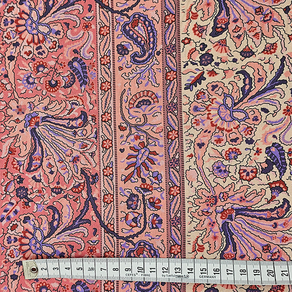Baumwollsatin fein Paisley mit Streifen