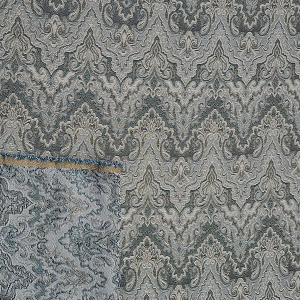 Jacquard Wellen blau und steinolive