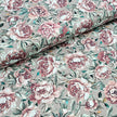Baumwollsatin Blumen grün und altrosa