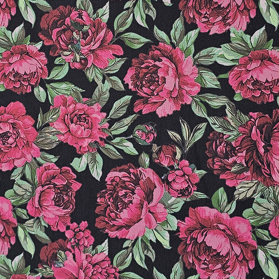 Trachten Stoffpaket schwarz mit Blumen und Schürze in rouge