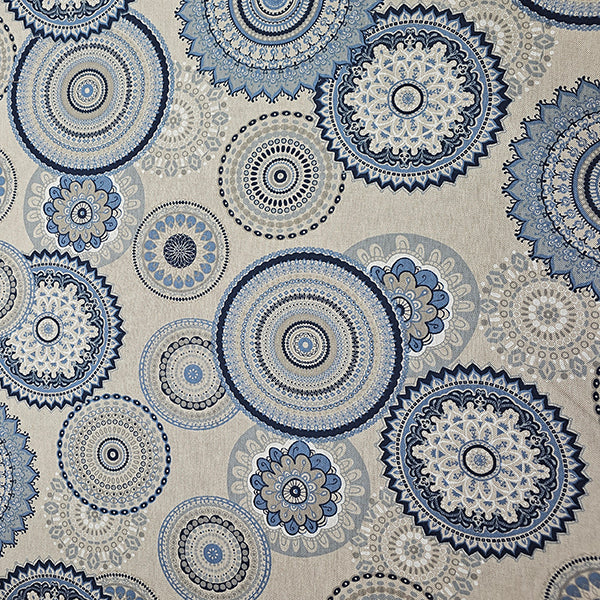 Canvas Leinenoptik geometrische Kreise blau