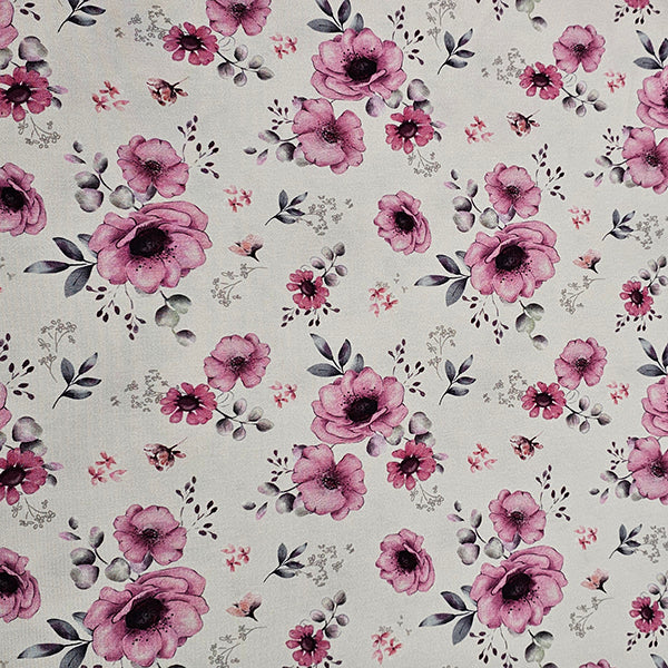 Jersey Blumen ecru