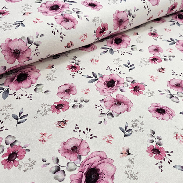Jersey Blumen ecru